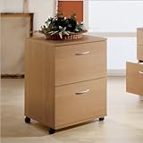 Nexera 2 Drawer Mobile Vertical Wood Filing Cabinet in Natural Maple