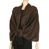 Chocolate Brown Jacquard Pashmina Shawl Wrap Scarf