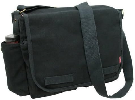 Black Heavyweight Military Inspired Messenger Laptop Bag