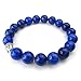 KONOV 10-12mm Natural Energy Stone Beads Gemstone Mens Womens Bracelet, Buddha Mala, Blue Silver