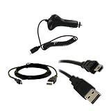 Premium Skque Mini USB Data Cable(Straight)+Car Charger For Sandisk Sansa Clip+Plus