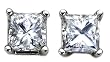 Platinum, Princess-Cut, Diamond 4-Prong Stud Earrings (1/2 cttw, G-H Color, VS2 Clarity)