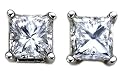 Platinum, Princess-Cut, Diamond 4-Prong Stud Earrings (1/4 cttw, G-H Color, VS2 Clarity)