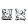 Platinum, Princess-Cut, Diamond 4-Prong Stud Earrings (1/2 cttw, G-H Color, VS2 Clarity)
