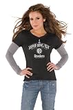 Pittsburgh Steelers Women's Black Super Bowl XLV Tri Blend Long Sleeve Layered T-Shirt- by Alyssa Milano