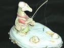 FISHING ANGLER DRAGON STATUE / FISHERMAN FANTASY GIFT ART COLLECTOR SERIES FIGURINE