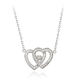 Sterling Silver Diamond Accent Double Heart Necklace