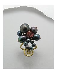 Tahiti (Dyed) Fresh Water Pearls Ring In Brass