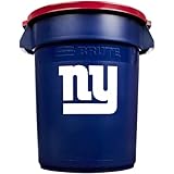 Rubbermaid Commercial Team Brute 32-Gallon Trash Can and Lid, New York Giants