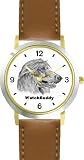 Afghan Hound (SC) Dog - WATCHBUDDY CLASSIC DELUXE TWO-TONE THEME WATCH - Arabic Numbers-Brown Leather Strap-Size-Large ( Men's Size or Jumbo Women's Size )