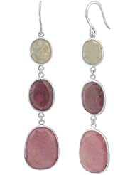 Sterling Silver Multi-Colored Sapphire Sliver Drop Earrings