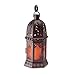 Gifts & Decor Moroccan Metal Amber Glass Candleholder Lantern Light