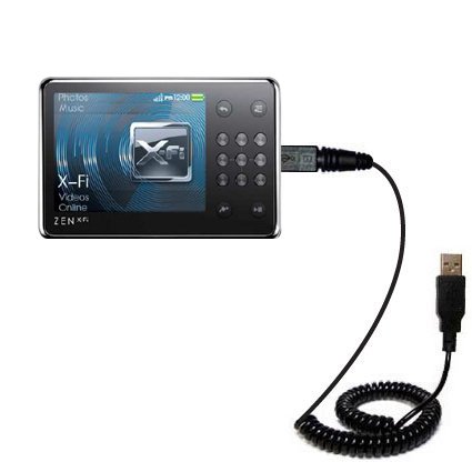 Coiled USB Cable for the Creative Zen X-Fi with Wireless LAN with Power Hot Sync and Charge capabilities - uses Gomadic TipExchange Technology