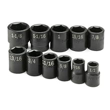 SK 4032 1/2-Inch Drive 6 Point Standard Fractional High Visibility Impact Socket Set 11 Piece