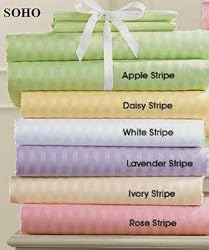 SOHO Bed Sheet Set 100% Egyptian Cotton Sateen Stripe 1000 Thread Count.(Queen) Sage/Apple.