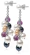 Sterling Silver Multi-Color Freshwater Cultured Pearl Drop Earrings