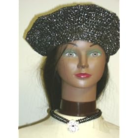 Click here to buy Graduated Black Onyx Pearl Choker Necklace with Diamel Crystals on Sterling Silver Locket and... by Gita.