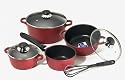 Karcher 112174 Kochtopf Set - hochwertiges 7-teiliges Aluguss  Kochtopf Set - Teflon® Classic beschichtet - bourdeaux