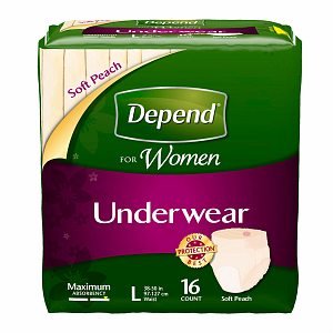 Depend Underwear for Women, Maximum, Large, Case/64 (4/16s)