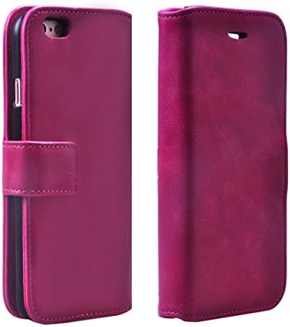 iPhone 6 Plus iPhone 6S Plus Wallet Case, Premium Vegan Leather Slim Fit Protective Flip Purse Cover with Card Slots Cash Sleeve, Magenta