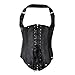 Women's Faux Leather Steel Boned Buckles Shoulder Straps Underbust Corset