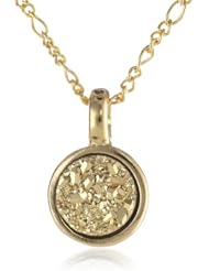 Marcia Moran "Glamour" 18k Gold-Plated Druzy Small Circle Pendant Necklace, 16"