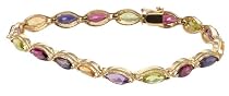 14k Yellow Gold Multi-Gemstone Bracelet, 7"