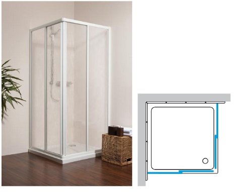 Saniku Profila II Dusche Eckeinstieg Duschkabine 2-Teilig versch. Abmessungen / 24 h, Wannenmaß:900 x 750 mm Angebote