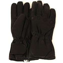 Men's Leather Gauntlet Biker Waterproof Lining Gloves, Medium