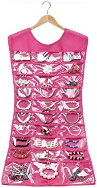 Vinuss Dual Sides Non-woven Hanging Jewelry Organizer with 30 Pockets & 14 Hook-and Loop Tabs Holder Storage Bag Package Without Hanger