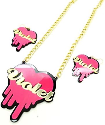 Mygoodie Jewelry Acrylic hearts punk earrings necklace sets