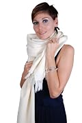 Kasa Merino Wool Shawl / Oversize Scarf Cream 100 X 200cm