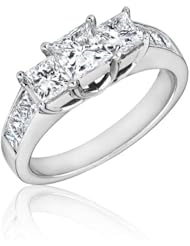 REEDS Princess Collection Three-Stone Diamond Ring 2ctw
