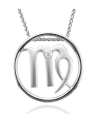Zodiac Sign Virgo Silver Diamond Pendant Necklace (HI, I1-I2, 0.05 carat)