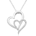 10k White Gold Double Heart Diamond Pendant (1/10 cttw, I-J Color, I3 Clarity), 18"