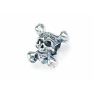 Buy Zable(tm) Sterling Silver Skull and Crossbones Bead Charm by Finejewelers