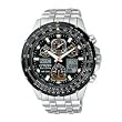 Citizen Skyhawk AT Flight Chrono Large Watch - Black Dial, Stainless Steel Bracelet JY0000-53E