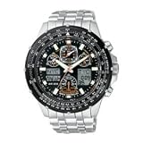 Citizen Skyhawk AT Flight Chrono Large Watch - Black Dial, Stainless Steel Bracelet JY0000-53E