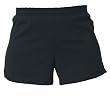 Solid black exercise sport shorts for women and girls. Covered elastic waist & vents.
