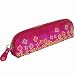 Genuine Cowhide Leather Pencil Bag, a Unique Design Item, Butterfly & Flower Pattern Embossed. Medium size and Pink