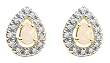 10k Yellow Gold, October Birthstone, Opal and Diamond Pear Shaped Earrings