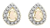 10k Yellow Gold, October Birthstone, Opal and Diamond Pear Shaped Earrings