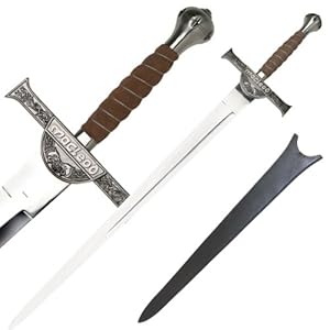 The Highlander Movie Replica Sword with Case and Engraved Cross Guard, Rain Guard