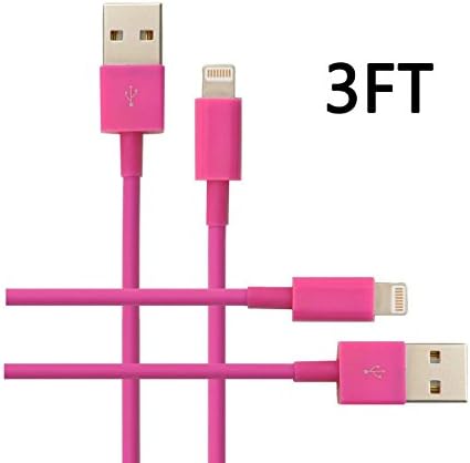 Amoner(TM) 2PCS Hot Pink 3FT 8 Pin to USB Sync Transfer Data and Charger Cord Wire for iPhone 6, 6 plus, 5, 5c, 5s, iPad, iPod (1 meter)