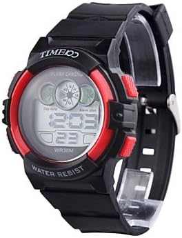 Rayshop - Time100 Unisex Digital Dial PU Band Japaness Quartz LED Multifunction Electronic Sport Watch ( Color : Black )