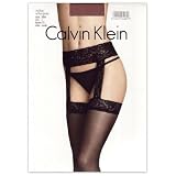 Calvin Klein Hosiery Stocking with Lace Garter Thigh Highs, C, Black