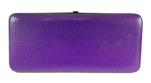 Chicastic Glossy Snakeskin Texture Faux Patent Leather Flat Hard Clutch Wallet