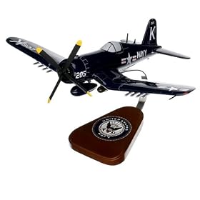F4U-4 Corsair Navy, flown by Thomas Hudner Wood Model Airplane by ModelWorks