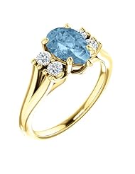 14K Yellow Gold 9.00x6.00mm Pear Cut Sky Blue Topaz and Diamond Ring -- LIFETIME WARRANTY