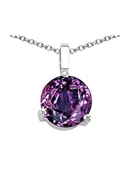 Tommaso Design (tm) 7mm Round Simulated Alexandrite Pendant in 14 kt White Gold